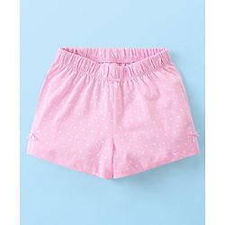 Babyhug Cotton Knit Single Jersey Half Sleeves Night Suit With Snail Print - White & Pink