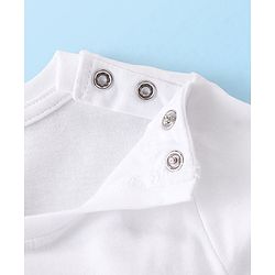 Babyhug Cotton Knit Single Jersey Half Sleeves Night Suit With Snail Print - White & Pink