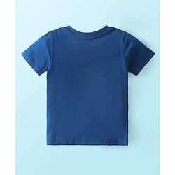 Babyhug Single Jersey Knit Half Sleeves Night Suit With Panther Print - Blue
