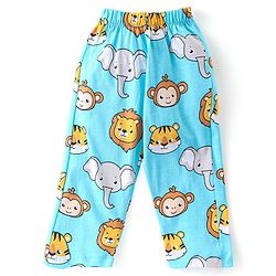 Babyhug Single Jersey Knit Half Sleeves Nightsuit with Animal Print - Blue