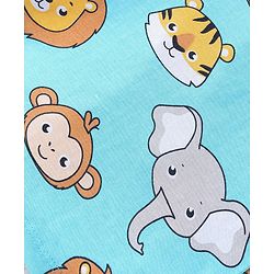 Babyhug Single Jersey Knit Half Sleeves Nightsuit with Animal Print - Blue