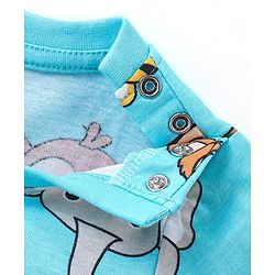 Babyhug Single Jersey Knit Half Sleeves Nightsuit with Animal Print - Blue