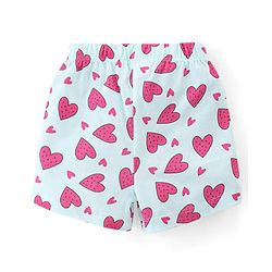 Babyhug Cotton Knit Half Sleeves Shorts Night Suit  Set Heart Print - Blue