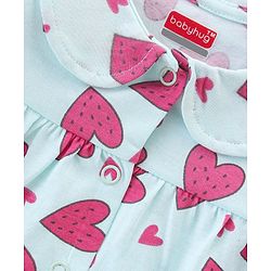 Babyhug Cotton Knit Half Sleeves Shorts Night Suit  Set Heart Print - Blue