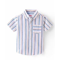 Babyhug Cotton Woven Half Sleeves Striped Shirt - Multicolour