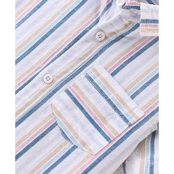 Babyhug Cotton Woven Half Sleeves Striped Shirt - Multicolour