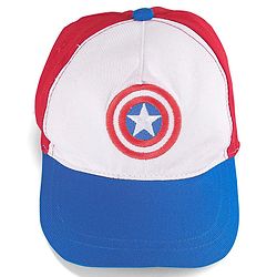 Babyhug Marvel Cotton Summer Cap With Captain Amercia Graphics - Multicolour