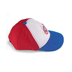 Babyhug Marvel Cotton Summer Cap With Captain Amercia Graphics - Multicolour