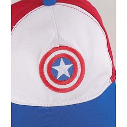Babyhug Marvel Cotton Summer Cap With Captain Amercia Graphics - Multicolour