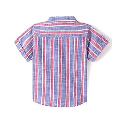 Babyhug Cotton Half Sleeve Mandarin Collar Striped Shirt - Multicolor