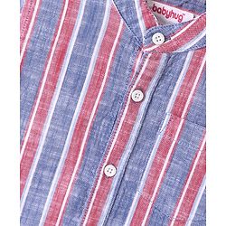 Babyhug Cotton Half Sleeve Mandarin Collar Striped Shirt - Multicolor