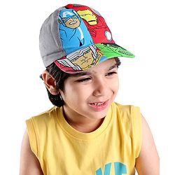 Babyhug Marvel Cotton Summer Cap With Avengers Graphics - Multicolour