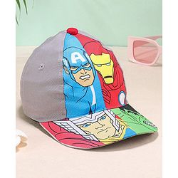 Babyhug Marvel Cotton Summer Cap With Avengers Graphics - Multicolour
