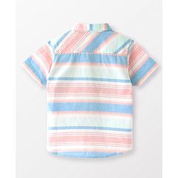 Babyhug Cotton Half Sleeves Striped Shirt with Shark Print -Multicolour