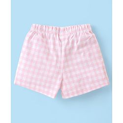 Babyhug Cotton Knit Half Sleeves Night Suit Bear Print - Pink & Grey