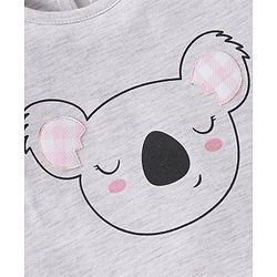 Babyhug Cotton Knit Half Sleeves Night Suit Bear Print - Pink & Grey