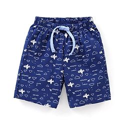 Babyhug Cotton Knit Half Sleeves Sky & Clouds Printed Night Suit - Blue