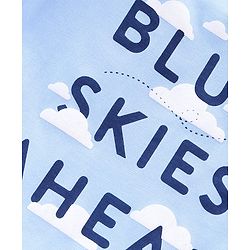 Babyhug Cotton Knit Half Sleeves Sky & Clouds Printed Night Suit - Blue