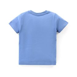 Babyhug Single Jersey Knit Half Sleeves Night Suit Lion Print - Blue