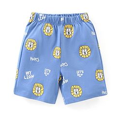 Babyhug Single Jersey Knit Half Sleeves Night Suit Lion Print - Blue