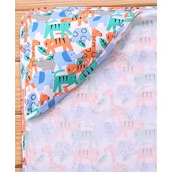 Babyhug Cotton Interlock Hooded Wrapper Star Print L 76 x B 76 cm - Orange