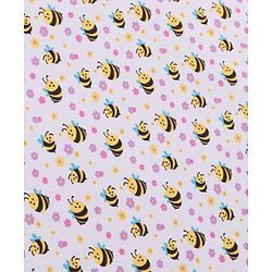Babyhug Interlock Hooded Wrappers With Honey Bee Print L 76.2 x B 76.2 cm - White