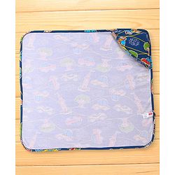 Babyhug Interlock Hooded Wrappers With Car Print L 76.2 x B 76.2 cm - Blue