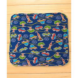 Babyhug Interlock Hooded Wrappers With Car Print L 76.2 x B 76.2 cm - Blue