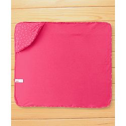 Babyhug Interlock Hooded Wrapper With Heart Print L 76.2 x B 76.2 cm - Pink