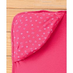 Babyhug Interlock Hooded Wrapper With Heart Print L 76.2 x B 76.2 cm - Pink