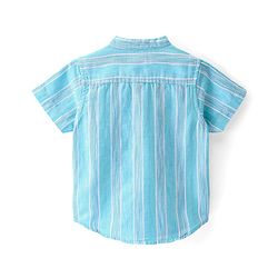 Babyhug Cotton Woven Half Sleeves Mandarin Collar Striped Kurta Shirt - Blue