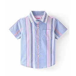 Babyhug Cotton Woven Half Sleeves Regular Collar Striped Shirt - Blue