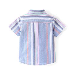 Babyhug Cotton Woven Half Sleeves Regular Collar Striped Shirt - Blue