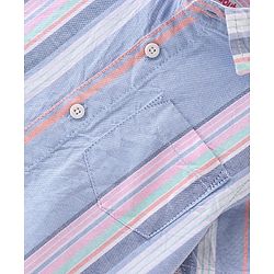 Babyhug Cotton Woven Half Sleeves Regular Collar Striped Shirt - Blue