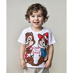 Babyhug Disney 100% Cotton Knit Half Sleeves T-Shirt Chip N Dale Graphic - White