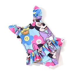 Babyhug Disney  Flutter Sleeves Frock Swimsuit with Minnie Mouse Family  Print - Multicolour