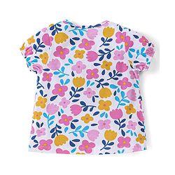 Babyhug Cotton Half Sleeves Top With Frills and All Over Floral Print - White