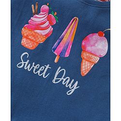 Babyhug Cotton Half Sleeves Top With Ice-Cream Graphics - Navy