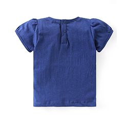 Babyhug Cotton Knit Half Sleeves Top with Pineapple  Graphics  - Navy Blue