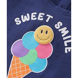 Babyhug Cotton Knit Half Sleeves T-Shirt with Ice Cream Graphics - Navy Blue