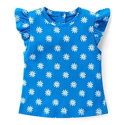 Babyhug 100% Cotton Knit Frill Sleeves Top with Frills & Floral Print Pack of 3 - Pink Yellow & Blue