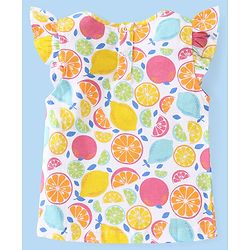 Babyhug Cotton Knit Frill Sleeves T-Shirts with Fruity Print Pack of 3 - Multicolour
