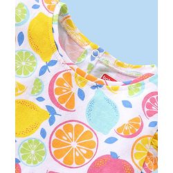 Babyhug Cotton Knit Frill Sleeves T-Shirts with Fruity Print Pack of 3 - Multicolour