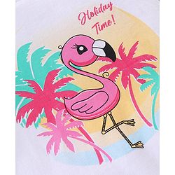 Babyhug Cotton Knit Half Sleeves Tee with Front Knot & Tropical Theme Print - White