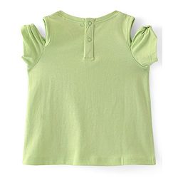Babyhug Cotton Knit Half Sleeves Top with Beach Theme Graphics - Light Green