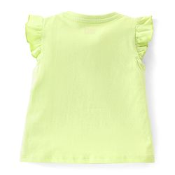 Babyhug Cotton Knit Single Jersey Frill Sleeves Night Suit With Text Print - Green & Pink