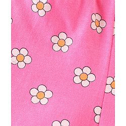 Babyhug Cotton Knit Single Jersey Frill Sleeves Night Suit With Text Print - Green & Pink