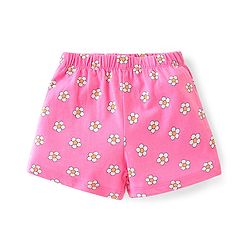 Babyhug Cotton Knit Single Jersey Frill Sleeves Night Suit With Text Print - Green & Pink