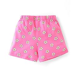 Babyhug Cotton Knit Single Jersey Frill Sleeves Night Suit With Text Print - Green & Pink