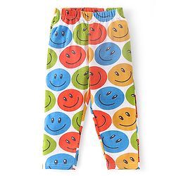 Babyhug Single Jersey Half Sleeves Night Suit Smiley Face Print - Multicolor